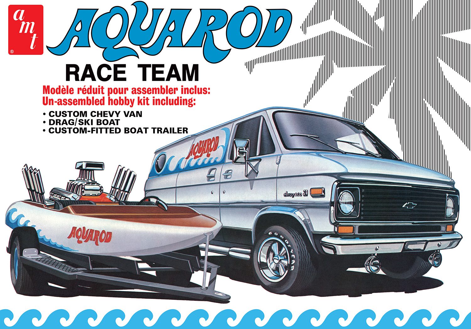 1/25 AQUA ROD RACE TEAM 1975 CHEVY VAN BOAT & TRAILER