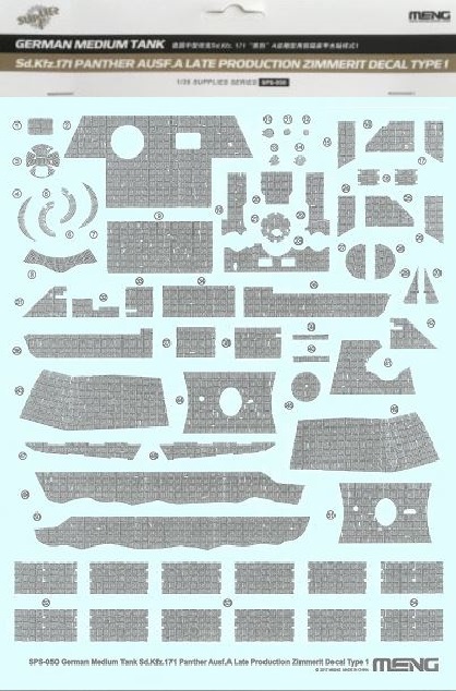 1/35 GERMAN M-TANK SD.KFZ.171 PANTHER ZIM.DECAL A SPS-050