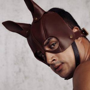 Liebe Seele - Leren Masker met Oren - Zwart, Bruin & Goud