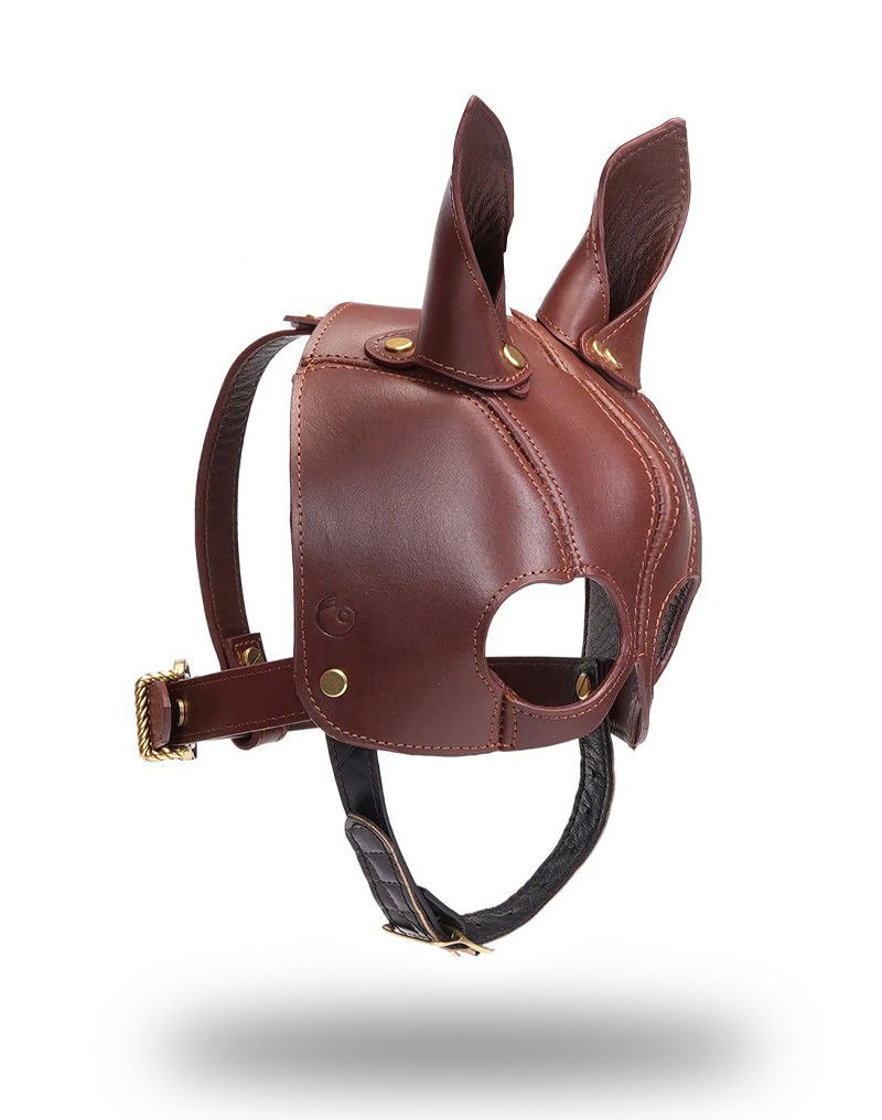 Liebe Seele - Leren Masker met Oren - Zwart, Bruin & Goud