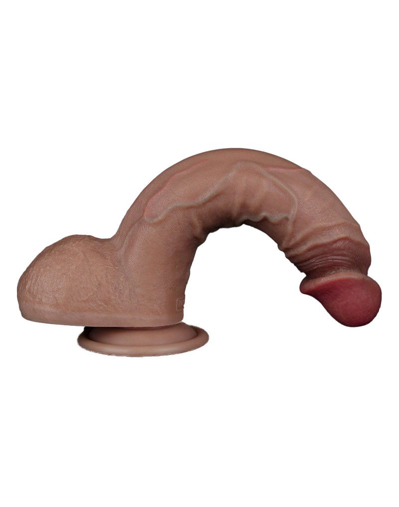 LoveToy - Dubbellaagse siliconen dildo 23,5 cm (Ø 4,3 cm) - Bruin