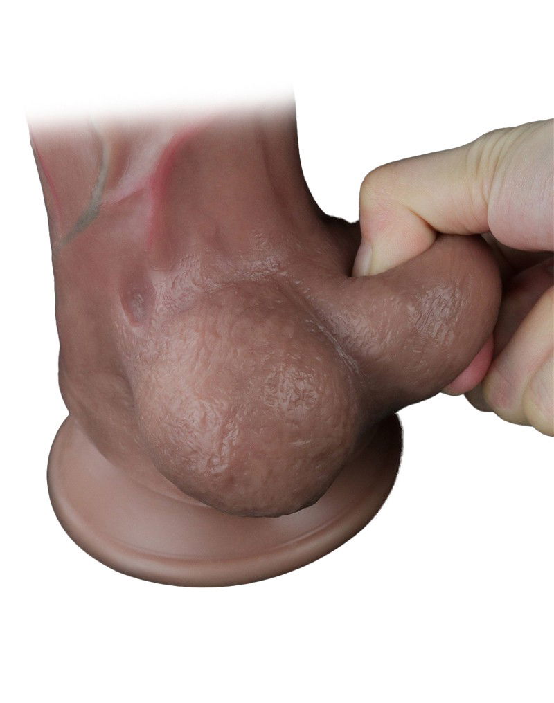 LoveToy - Dubbellaagse siliconen dildo 29.5 cm (Ø 5.5 cm) - Bruin