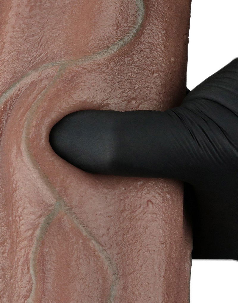 LoveToy - Dubbellaagse siliconen dildo XXL 33 cm (Ø5,5 cm) - Bruin