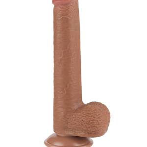 LoveToy - Sliding Skin Dildo 22 cm (Ø 3,7 cm) - Bruin