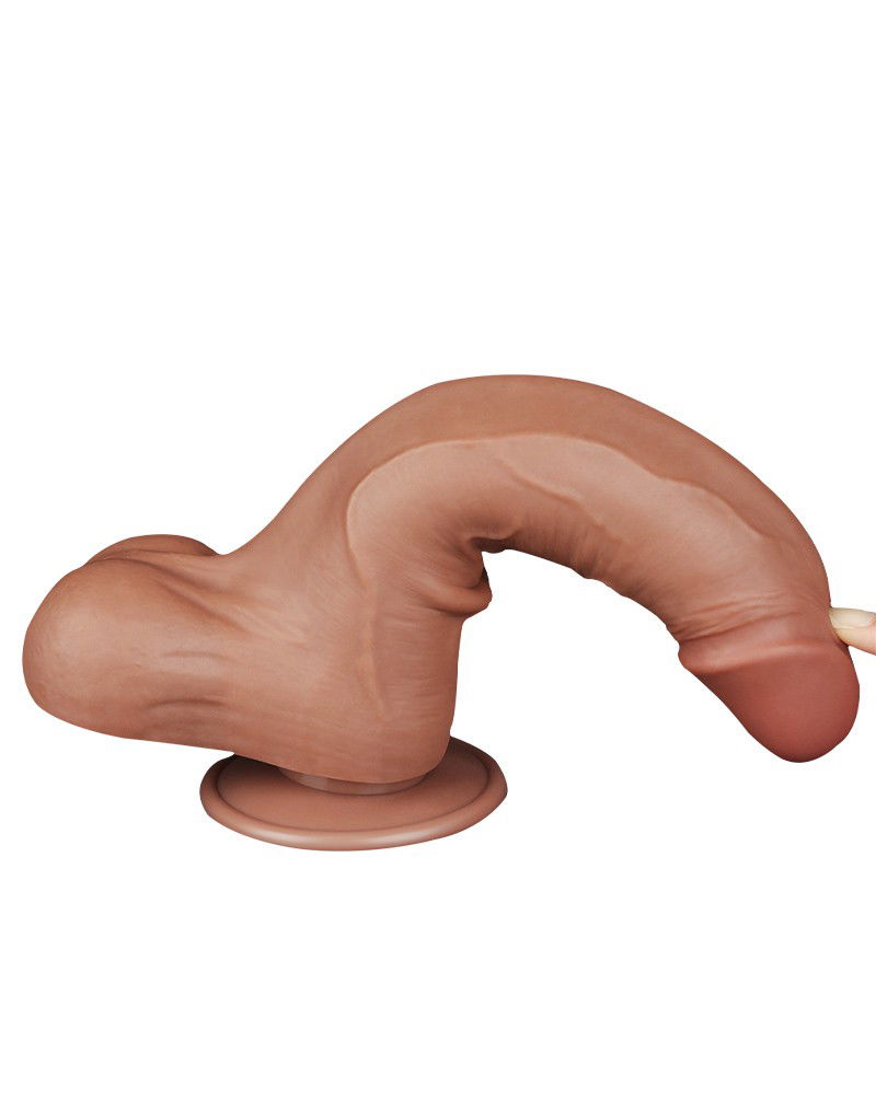 LoveToy - Sliding Skin Dildo 22 cm (Ø 4,3 cm) - Bruin