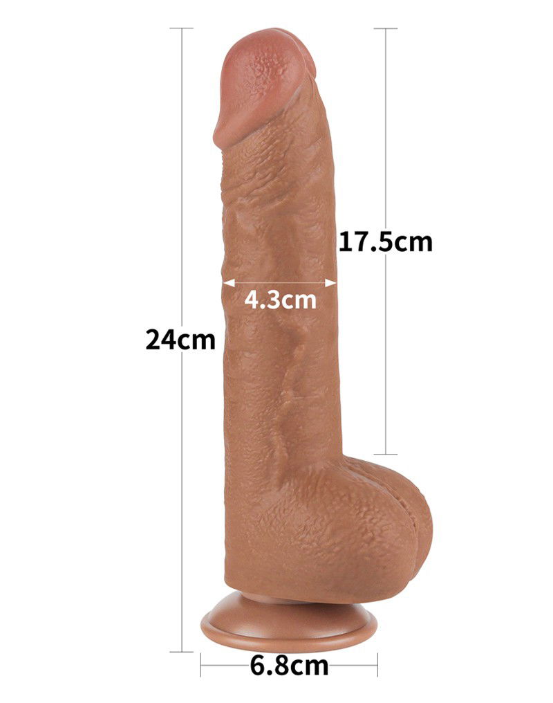 LoveToy - Sliding Skin Dildo 24 cm (Ø 4,3 cm) - Bruin