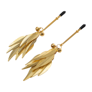 Rimba Bondage Play - Tepelklemmen met Veren - Goud