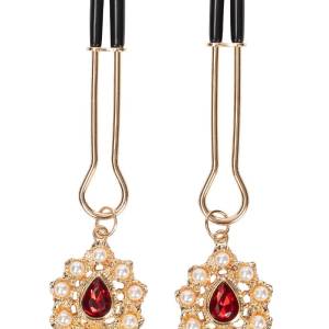 Rimba Bondage Play - Tepelklemmen met gouden juwelen - Goud