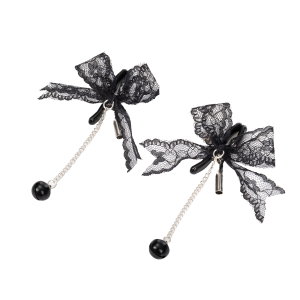 Rimba Bondage Play - Tepelklemmen met kant - Zwart