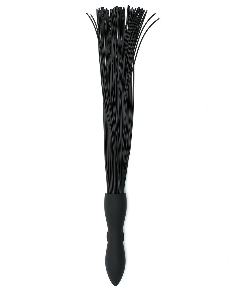 Rimba Latex Play - Zweep met vibrerende dildo - Zwart