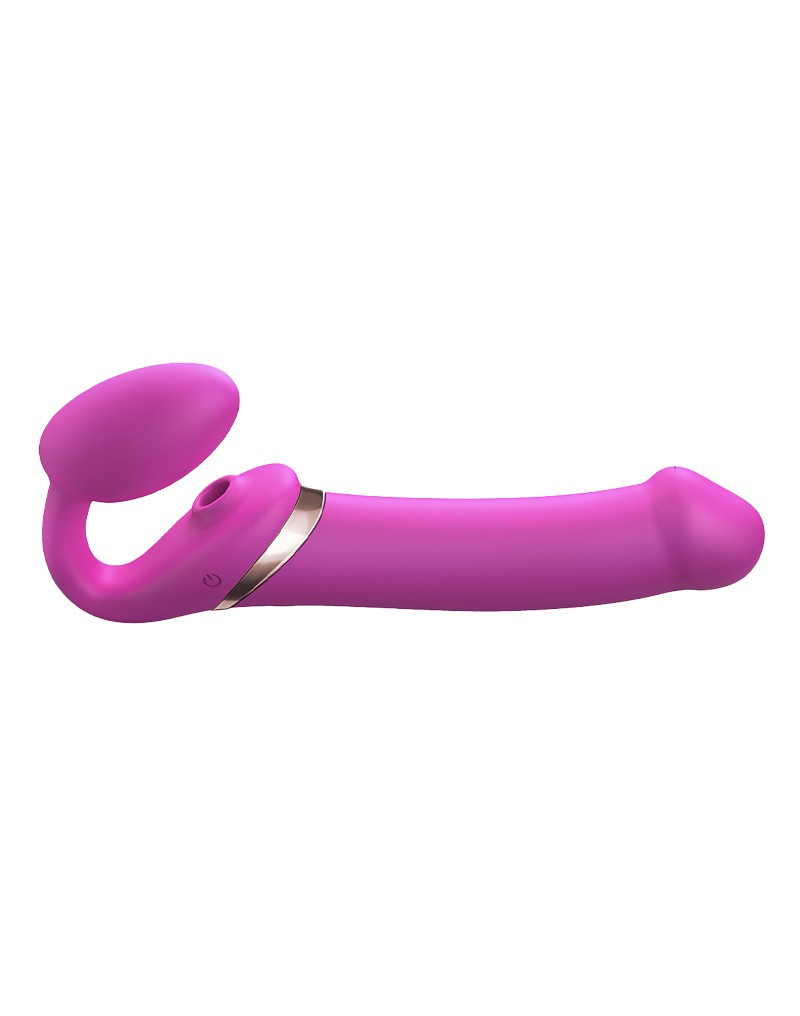 Strap-On-Me - Multi Orgasm - Strap-On Vibrator met Lik Stimulator Maat S - Roze