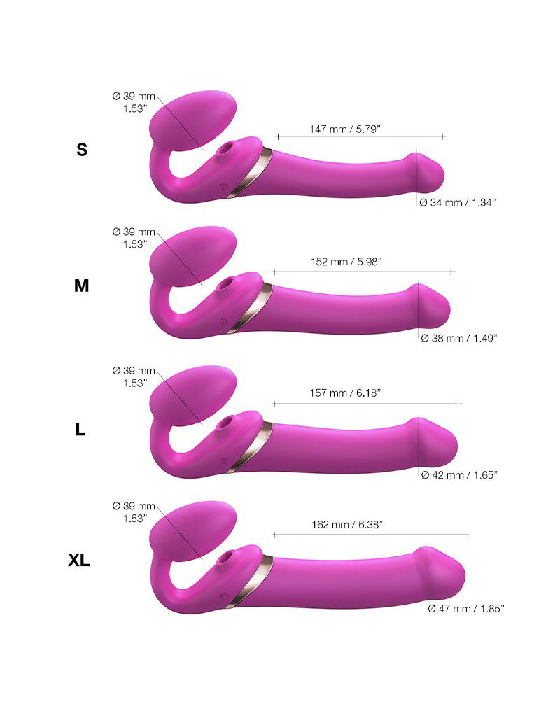 Strap-On-Me - Multi Orgasm - Strap-On Vibrator met Lik Stimulator Maat XL - Roze