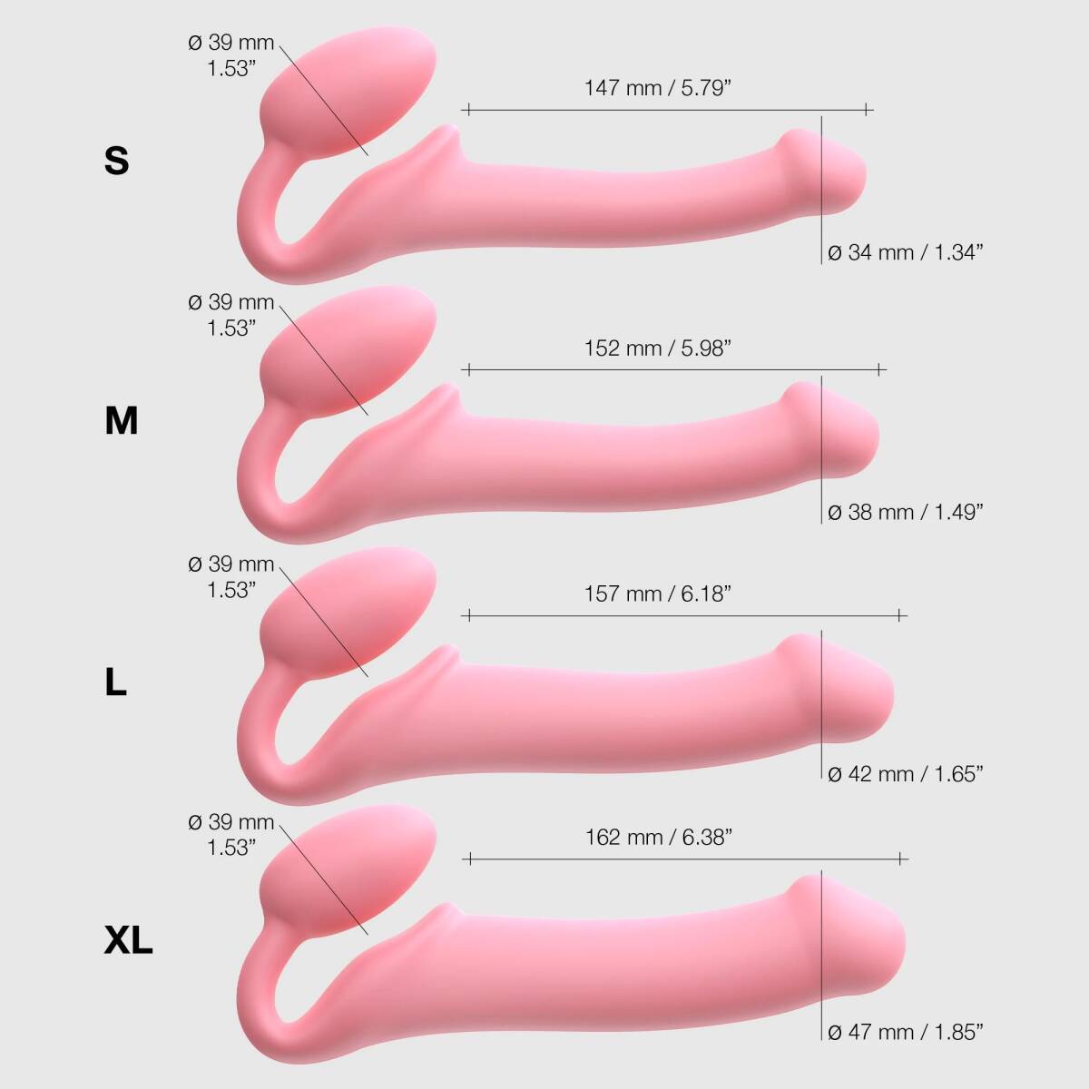 Strap-On-Me - Semi-Realistische Buigbare Strap-On Dildo Maat M - Roze