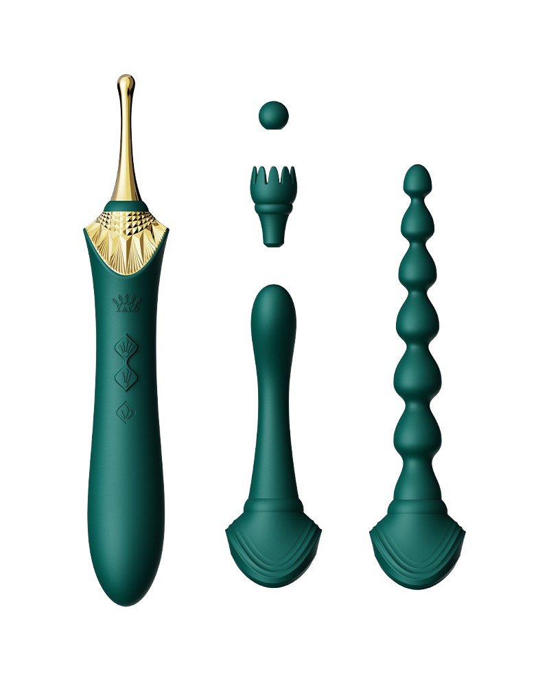 ZALO - Bess 2 - Verwarmende Clitoris Massager met 4 opzetstukken - Groen