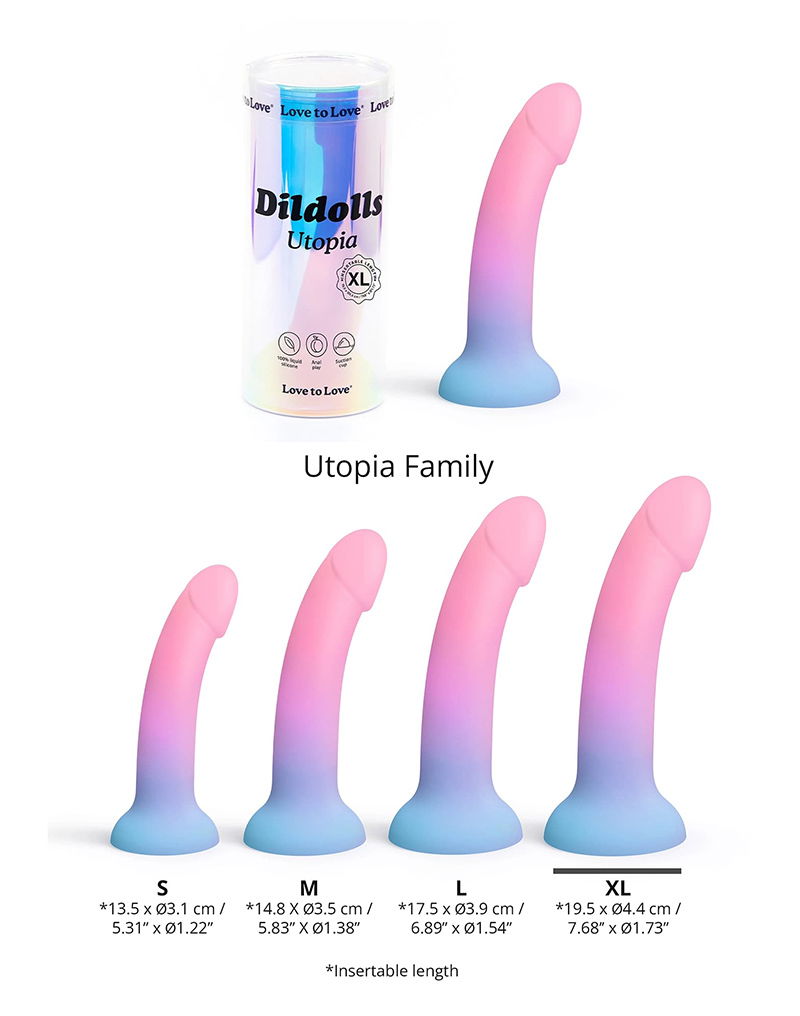 Love to Love - Utopia - Dildolls - Maat L - Roze/Violet/Blauw