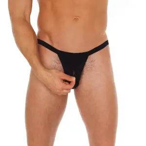 Amorable by Rimba - Doorzichtige string met ritssluiting - One Size - Zwart