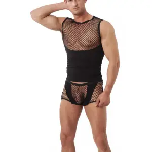 Amorable by Rimba - Tanktop met visnet - Zwart