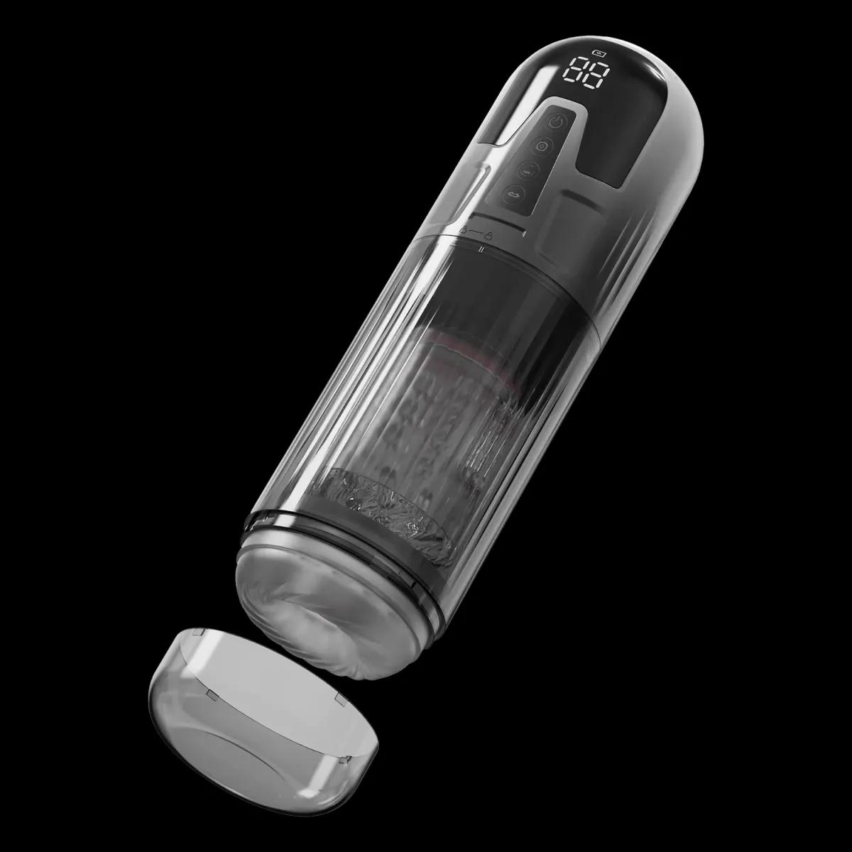 Rimba Toys – Orgastobator 08 Masturbator voor Mannen – Zwart & Transparant