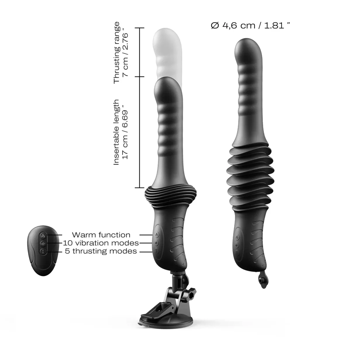 Dorcel - Deep Orgasm - Thrusting Vibrator - Zwart