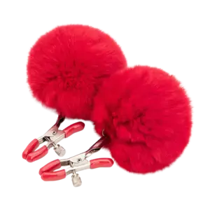 Super Fluffy Breast Clamps Red